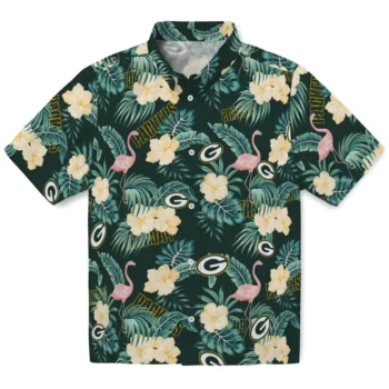 green bay packers flamingo palms green hawaiian shirts best selling