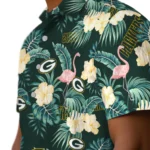 Green Bay Packers Hawaiian Shirt – Flamingo and Hibiscus