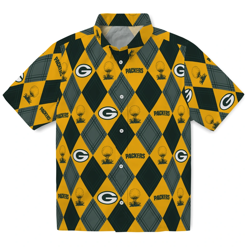 Green Bay Packers Hawaiian Shirt - Golfing Plaid green bay packers balloon plaid green hawaiian shirts best selling