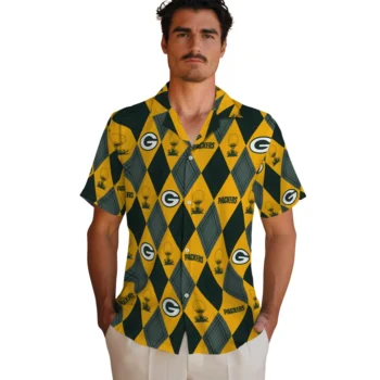 green bay packers balloon plaid green hawaiian shirts fashion forward