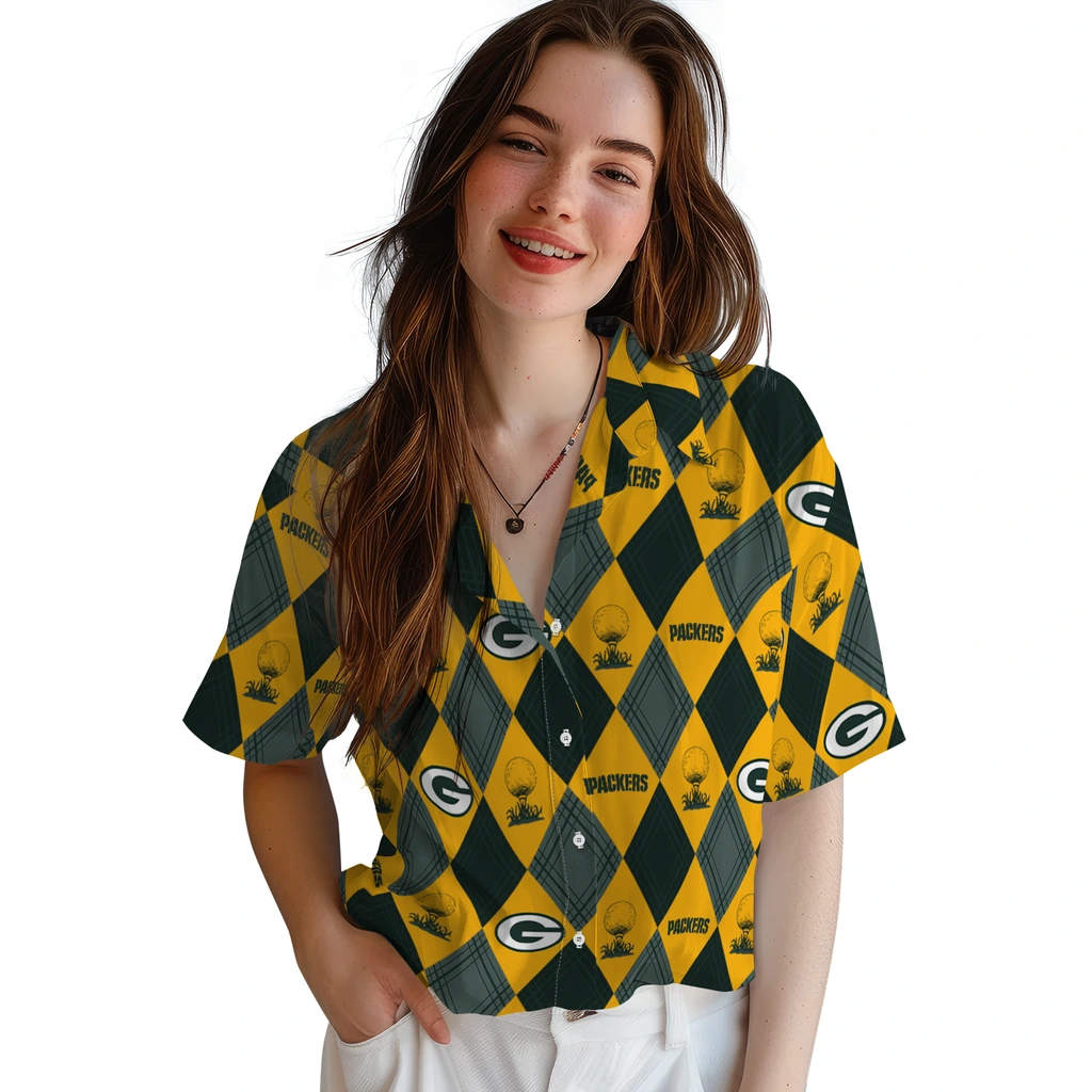 Green Bay Packers Hawaiian Shirt - Golfing Plaid green bay packers balloon plaid green hawaiian shirts latest model