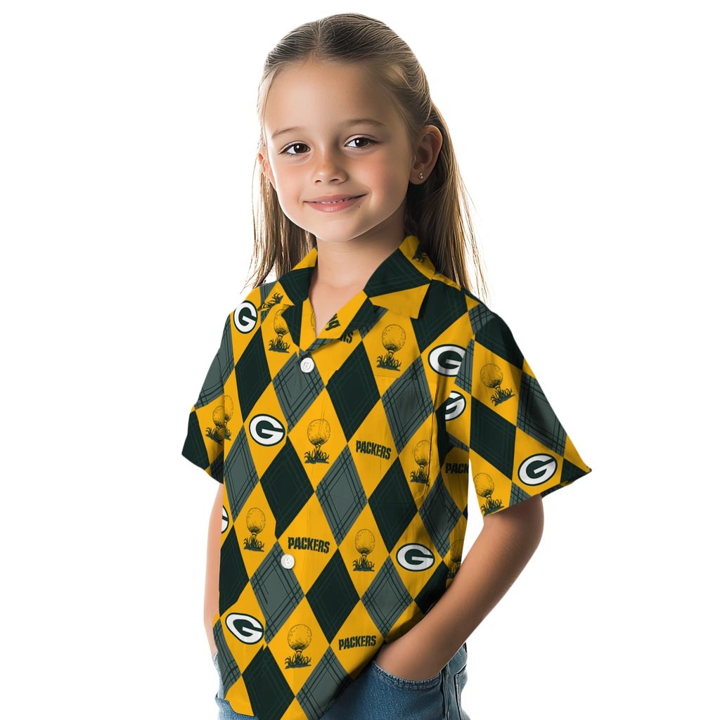 Green Bay Packers Hawaiian Shirt - Golfing Plaid green bay packers balloon plaid green hawaiian shirts premium grade