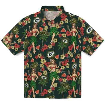 green bay packers hawaiian girls design green hawaiian shirts best selling