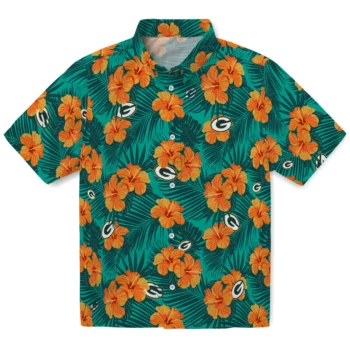 green bay packers hibiscus escape green hawaiian shirts best selling