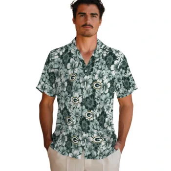 green bay packers hibiscus blooms green hawaiian shirts fashion forward