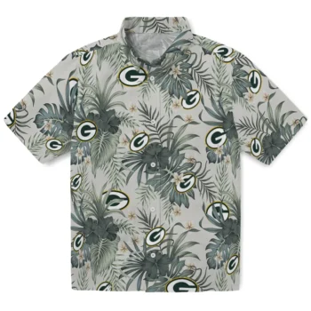 green bay packers hibiscus designs beige hawaiian shirts best selling