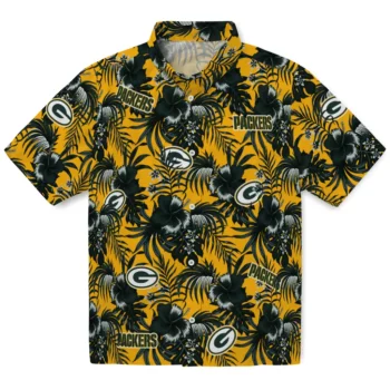 green bay packers hibiscus exotic green hawaiian shirts best selling