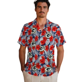 green bay packers hibiscus fiesta red royal blue hawaiian shirts fashion forward