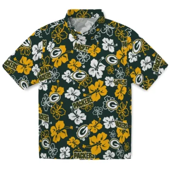 green bay packers hibiscus bloom green hawaiian shirts best selling