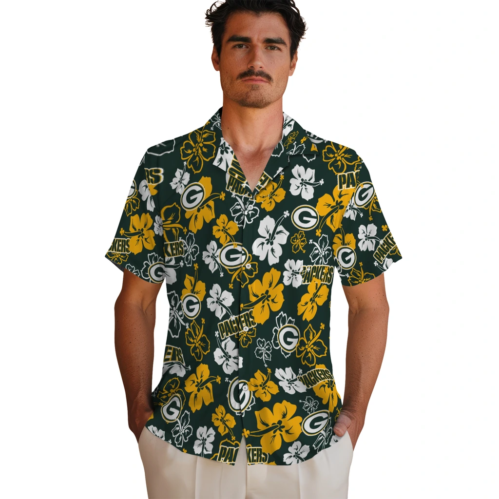 Green Bay Packers Hawaiian Shirt - Hibiscus Flower Design green bay packers hibiscus bloom green hawaiian shirts fashion forward