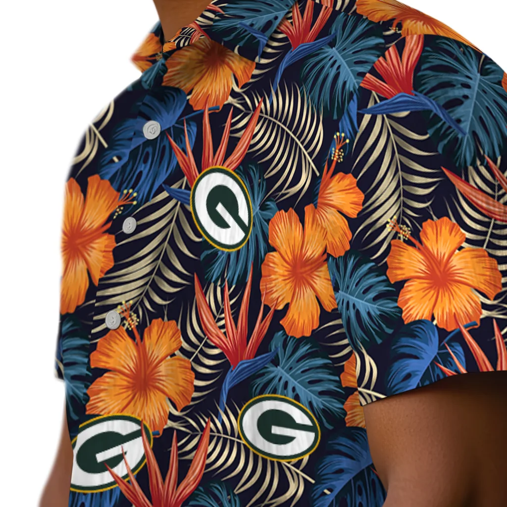 Green Bay Packers Hawaiian Shirt - Hibiscus Foliage green bay packers hibiscus foliage hawaiian shirts trendy