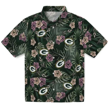 green bay packers hibiscus leaves pattern green hawaiian shirts best selling