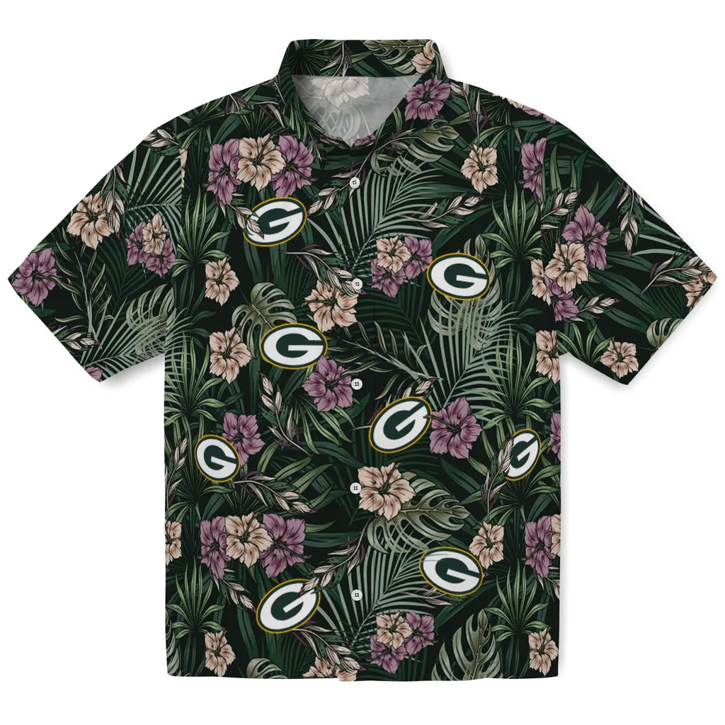 Green Bay Packers Hawaiian Shirt - Hibiscus Leaves Pattern green bay packers hibiscus leaves pattern green hawaiian shirts best selling