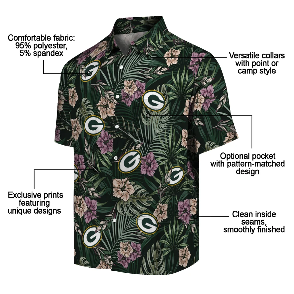 Green Bay Packers Hawaiian Shirt - Hibiscus Leaves Pattern green bay packers hibiscus leaves pattern green hawaiian shirts new arrival