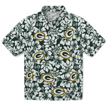 green bay packers hibiscus motif green white hawaiian shirts best selling