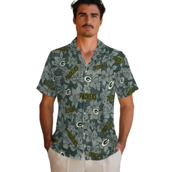 green bay packers hibiscus oasis green hawaiian shirts fashion forward