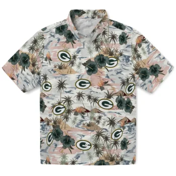 green bay packers hibiscus seaside white hawaiian shirts best selling