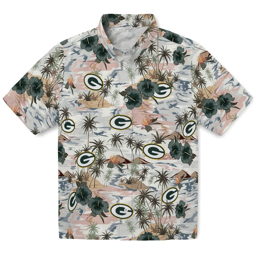 Green Bay Packers Hawaiian Shirt - Hibiscus Seaside green bay packers hibiscus seaside white hawaiian shirts best selling