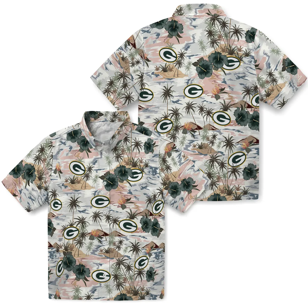 Green Bay Packers Hawaiian Shirt - Hibiscus Seaside green bay packers hibiscus seaside white hawaiian shirts high quality