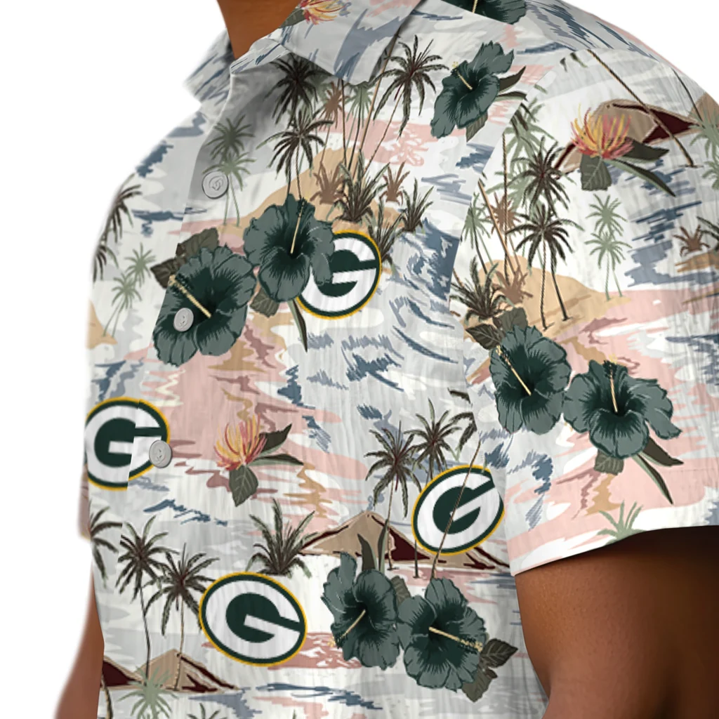 Green Bay Packers Hawaiian Shirt - Hibiscus Seaside green bay packers hibiscus seaside white hawaiian shirts trendy