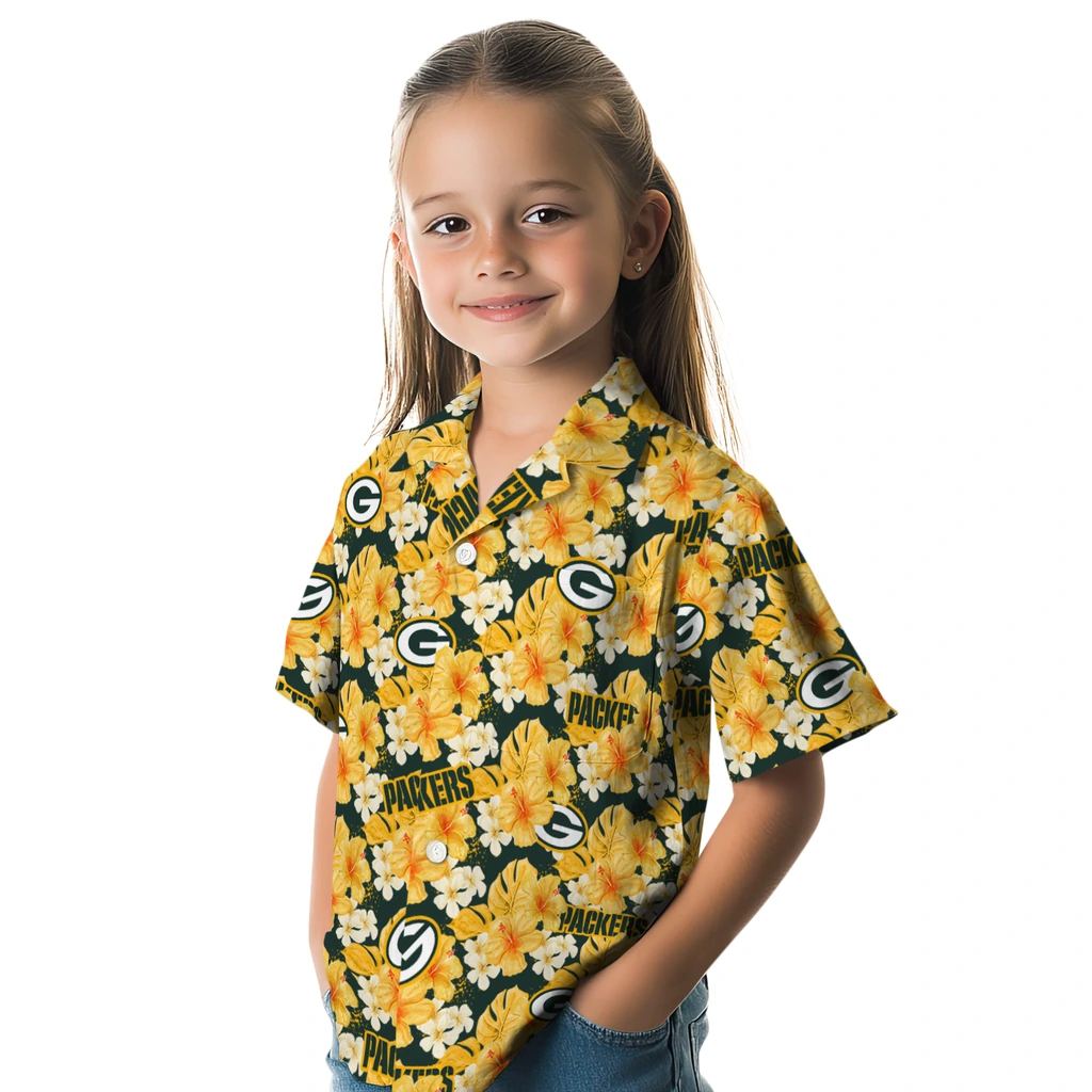 Green Bay Packers Hawaiian Shirt - Hibiscus Tropics green bay packers hibiscus tropics green yellow hawaiian shirts premium grade