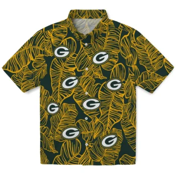green bay packers leaf outline green hawaiian shirts best selling