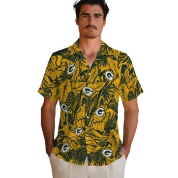 green bay packers monstera layer green hawaiian shirts fashion forward