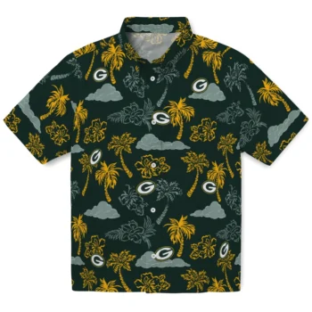 green bay packers palm and clouds green hawaiian shirts best selling