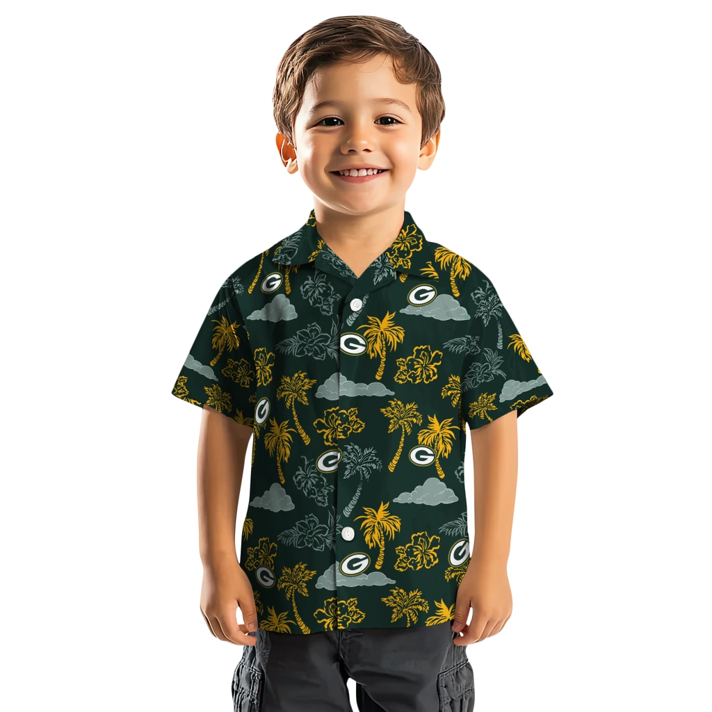 Green Bay Packers Hawaiian Shirt - Palm And Clouds green bay packers palm and clouds green hawaiian shirts top rated