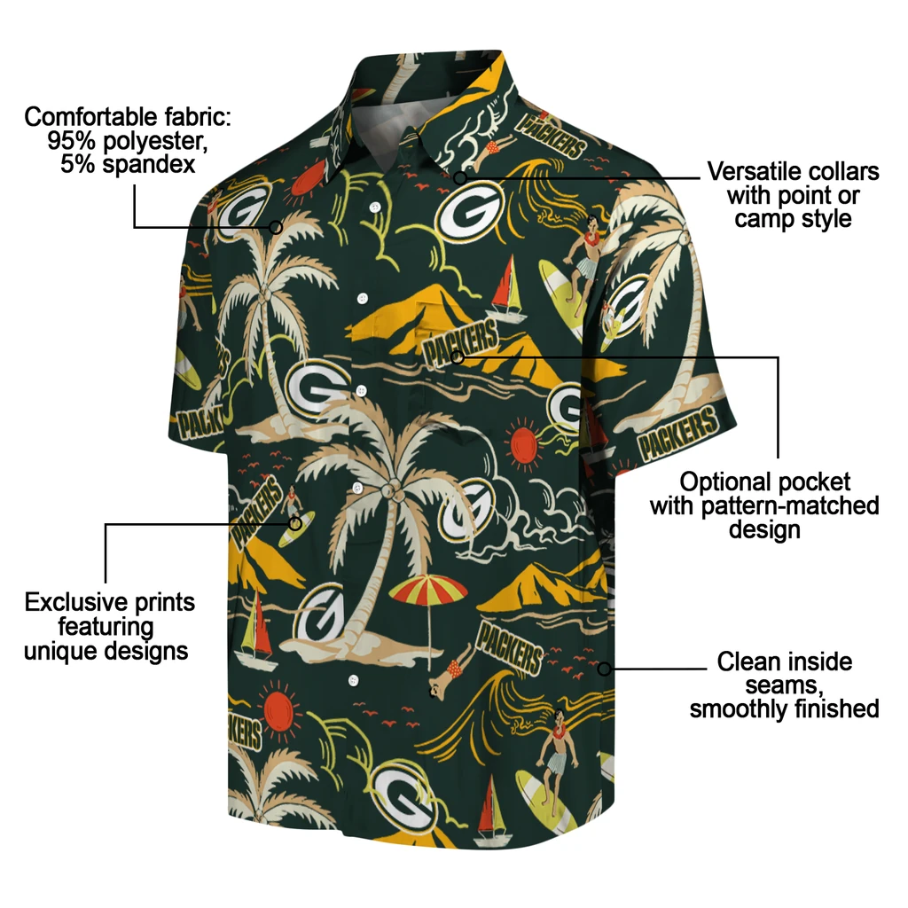 Green Bay Packers Hawaiian Shirt - Palm Tree Island green bay packers palm tree island green hawaiian shirts new arrival