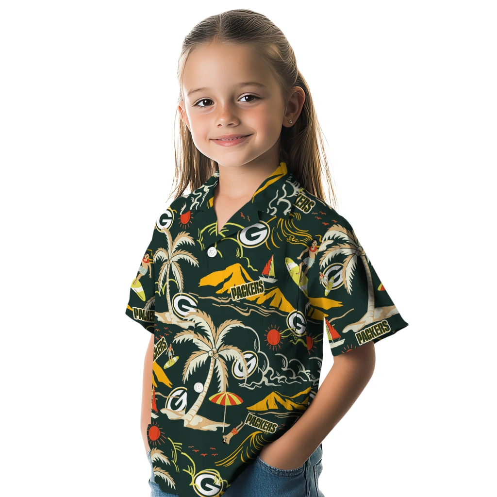 Green Bay Packers Hawaiian Shirt - Palm Tree Island green bay packers palm tree island green hawaiian shirts premium grade