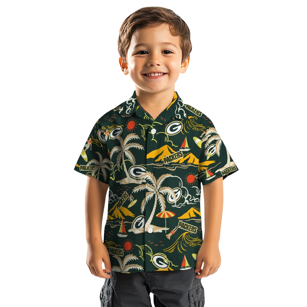 Green Bay Packers Hawaiian Shirt - Palm Tree Island green bay packers palm tree island green hawaiian shirts top rated