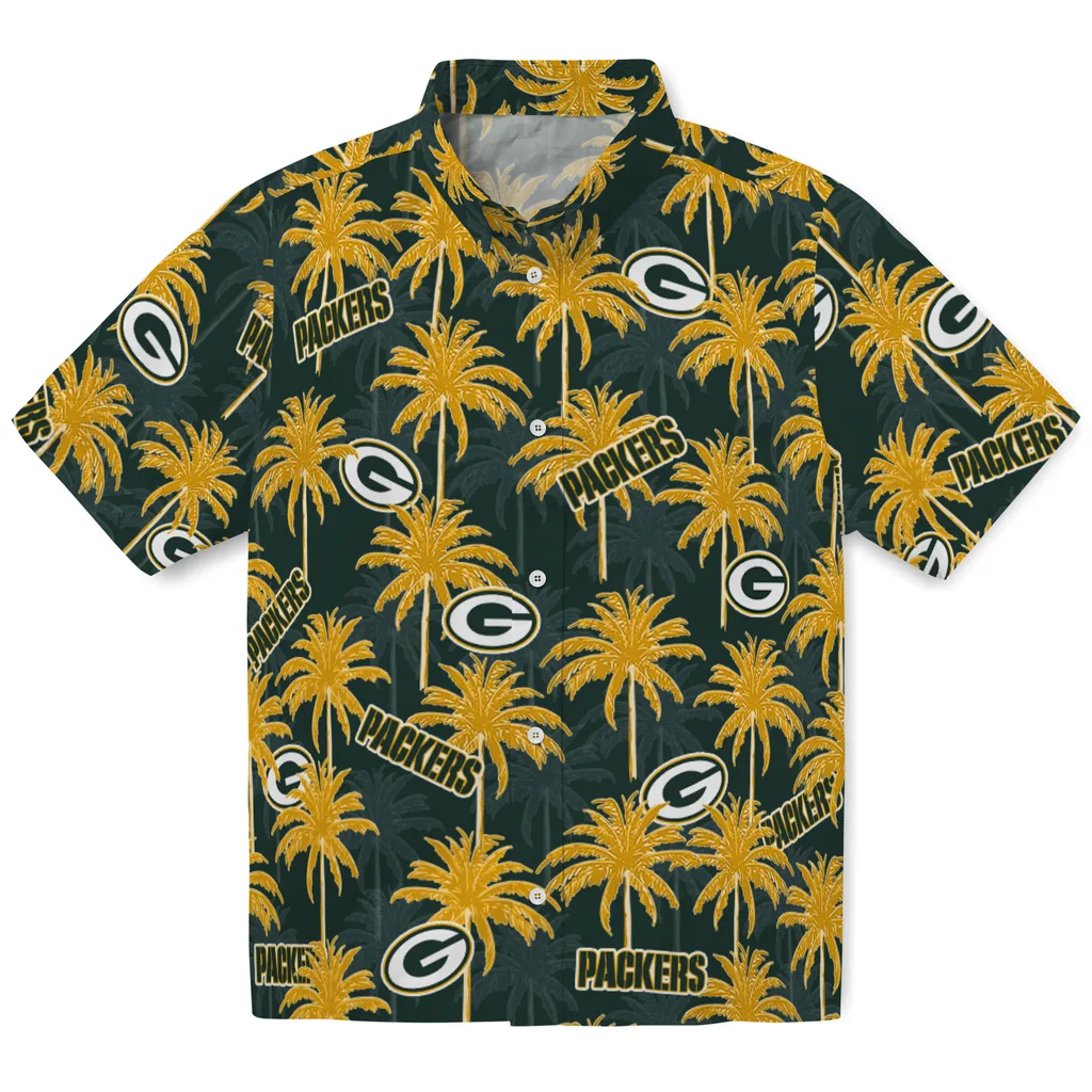 Green Bay Packers Hawaiian Shirt - Palm Tree Motif green bay packers palm grove green hawaiian shirts best selling