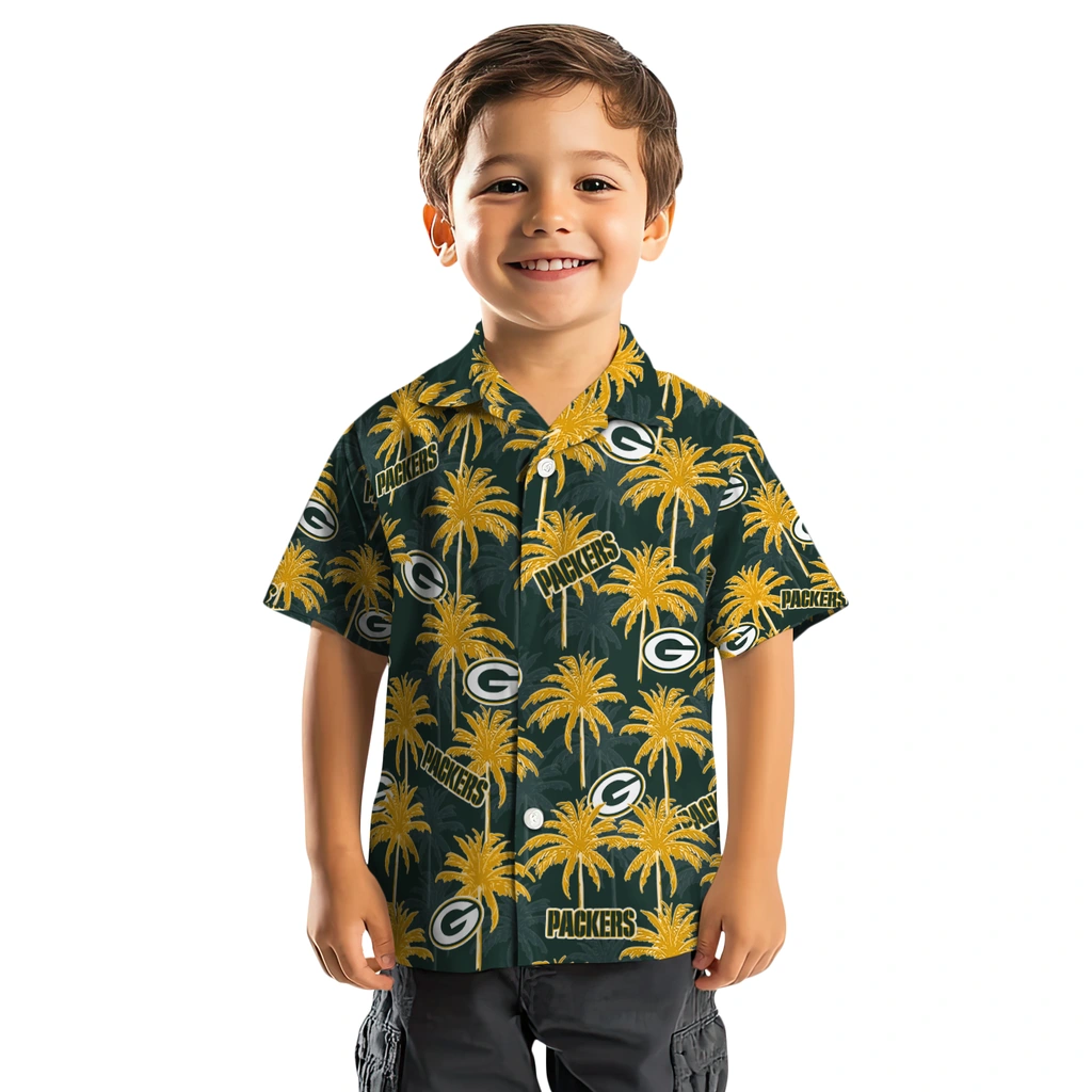 Green Bay Packers Hawaiian Shirt - Palm Tree Motif green bay packers palm grove green hawaiian shirts top rated