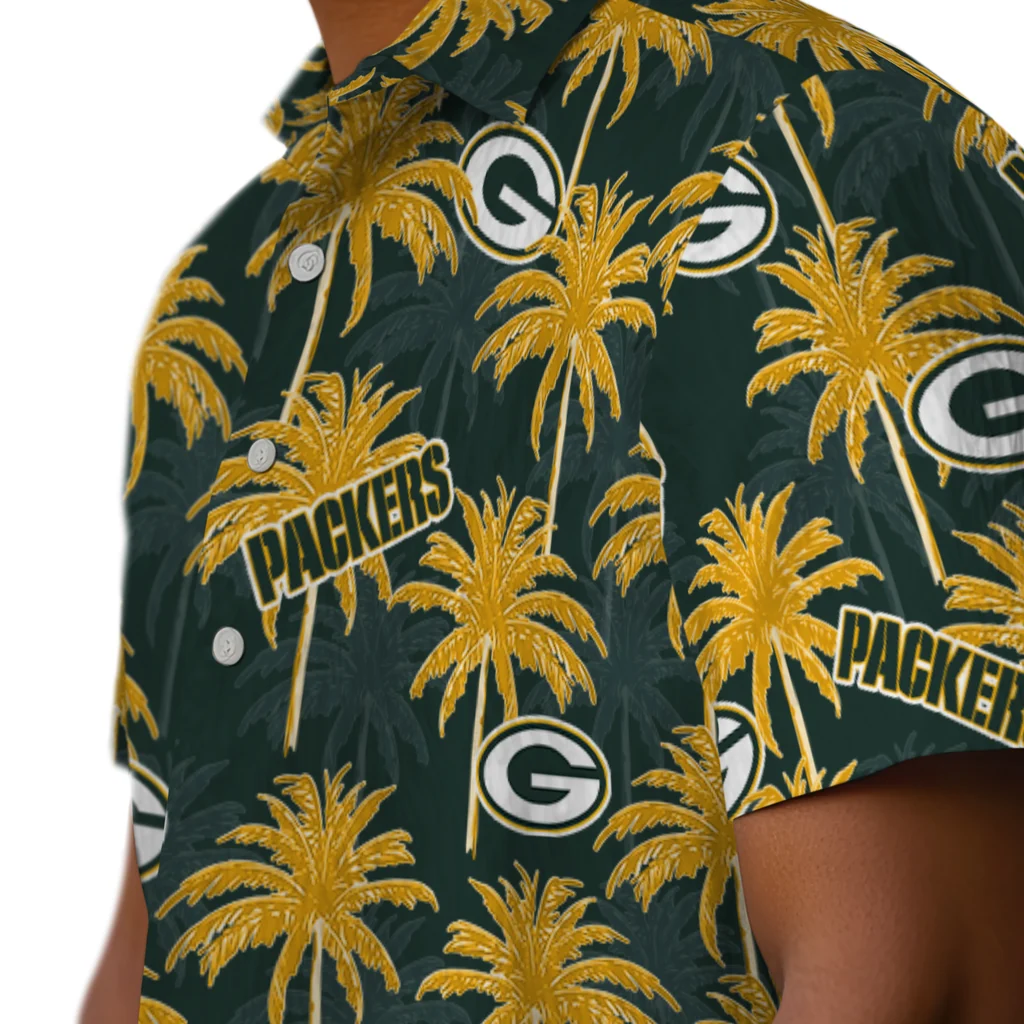 Green Bay Packers Hawaiian Shirt - Palm Tree Motif green bay packers palm grove green hawaiian shirts trendy