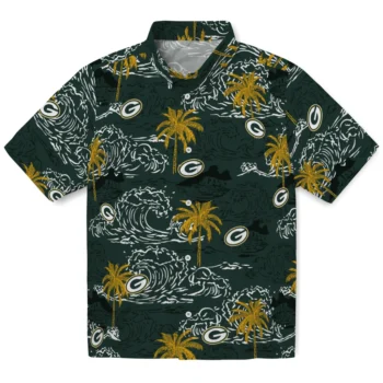 green bay packers wave palm green hawaiian shirts best selling