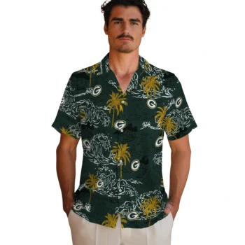 green bay packers wave palm green hawaiian shirts fashion forward
