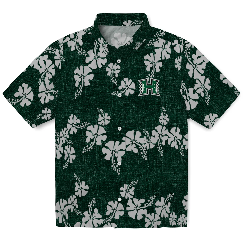 Hawaii Rainbow Warriors Hawaiian Shirt - 50th State Flower hawaii rainbow warriors hibiscus petals green hawaiian shirts best selling
