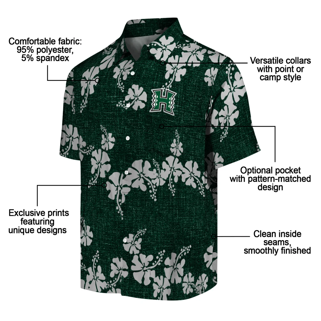 Hawaii Rainbow Warriors Hawaiian Shirt - 50th State Flower hawaii rainbow warriors hibiscus petals green hawaiian shirts new arrival