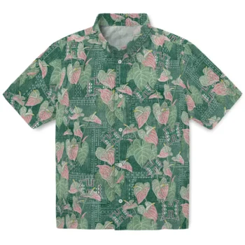 hawaii rainbow warriors anthurium overlay green hawaiian shirts best selling