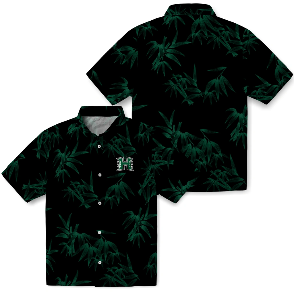 Hawaii Rainbow Warriors Hawaiian Shirt - Bamboo Branches hawaii rainbow warriors bamboo branches green black hawaiian shirts high quality