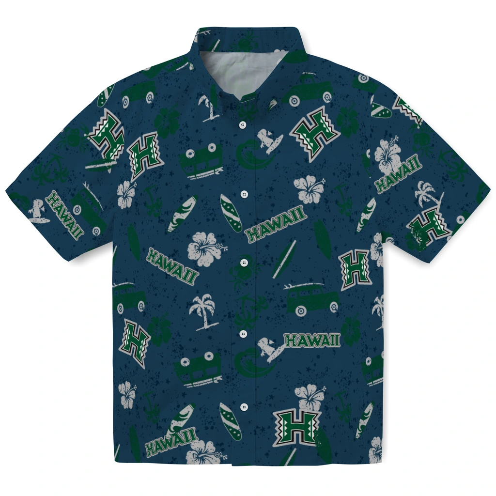 Hawaii Rainbow Warriors Hawaiian Shirt - Beach Vibe hawaii rainbow warriors beach vibe navy hawaiian shirts best selling