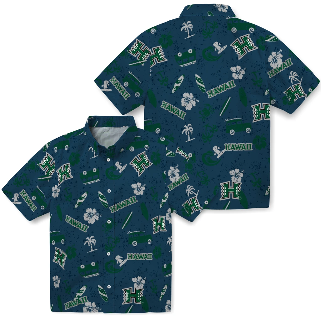 Hawaii Rainbow Warriors Hawaiian Shirt - Beach Vibe hawaii rainbow warriors beach vibe navy hawaiian shirts high quality