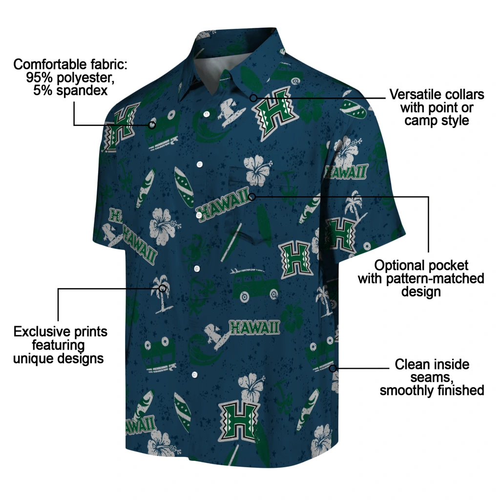 Hawaii Rainbow Warriors Hawaiian Shirt - Beach Vibe hawaii rainbow warriors beach vibe navy hawaiian shirts new arrival