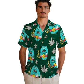 hawaii rainbow warriors bong smile green hawaiian shirts fashion forward
