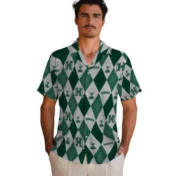 hawaii rainbow warriors balloon plaid green hawaiian shirts fashion forward