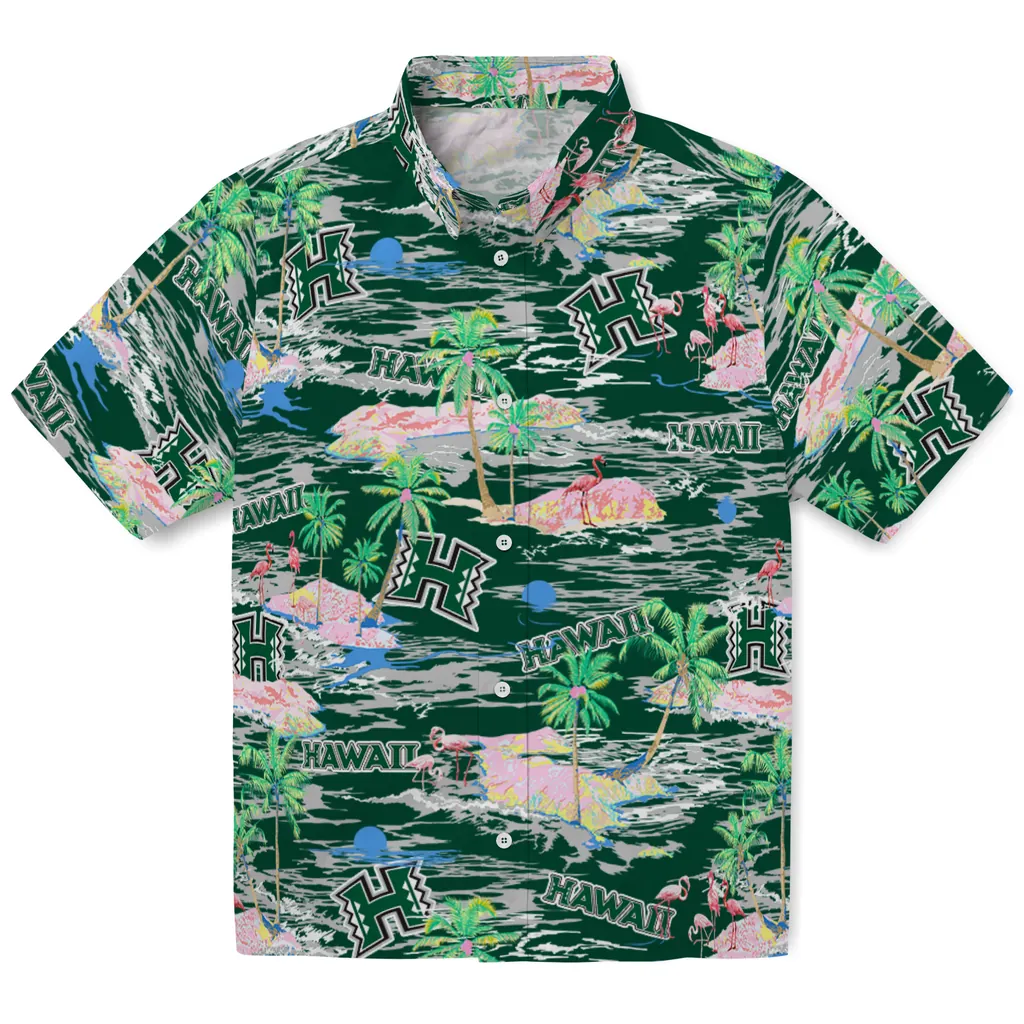 Hawaii Rainbow Warriors Hawaiian Shirt - Hawaii Island hawaii rainbow warriors flamingo retreat green hawaiian shirts best selling
