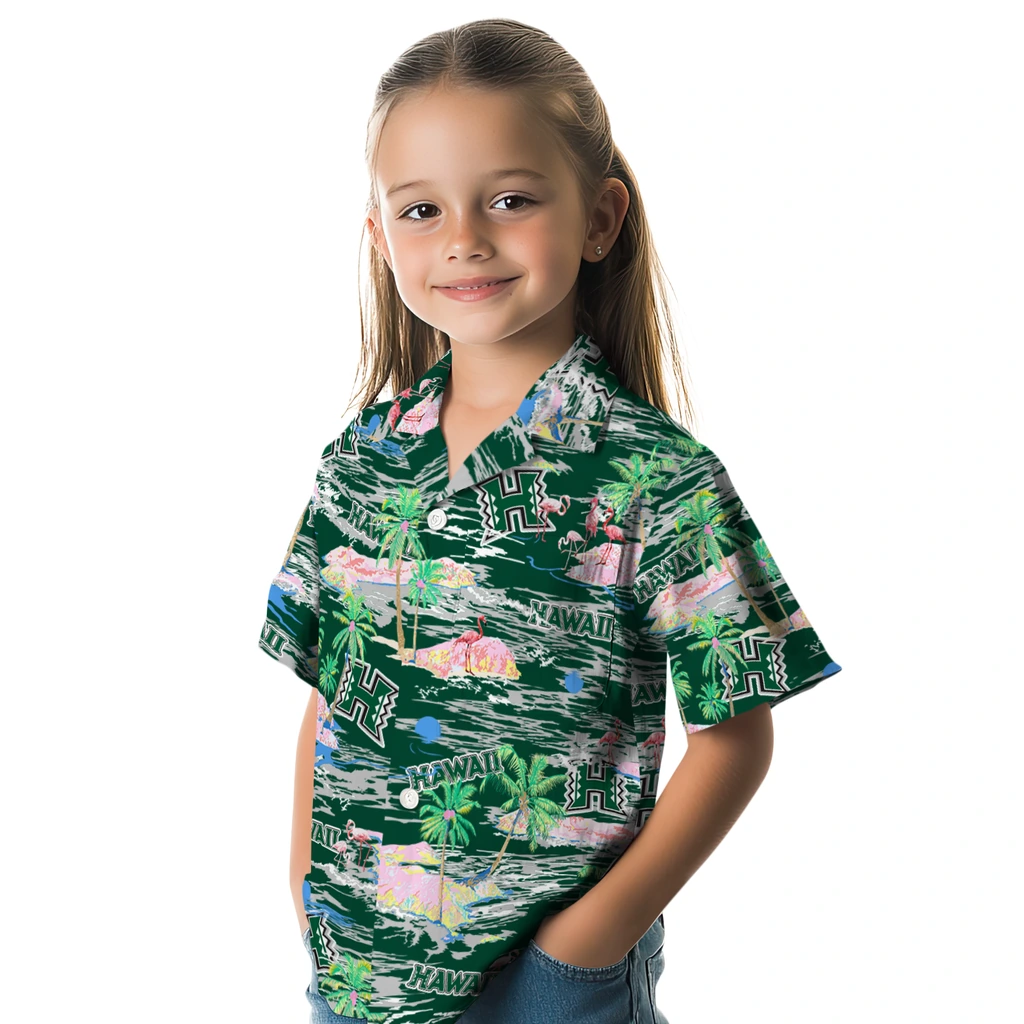 Hawaii Rainbow Warriors Hawaiian Shirt - Hawaii Island hawaii rainbow warriors flamingo retreat green hawaiian shirts premium grade