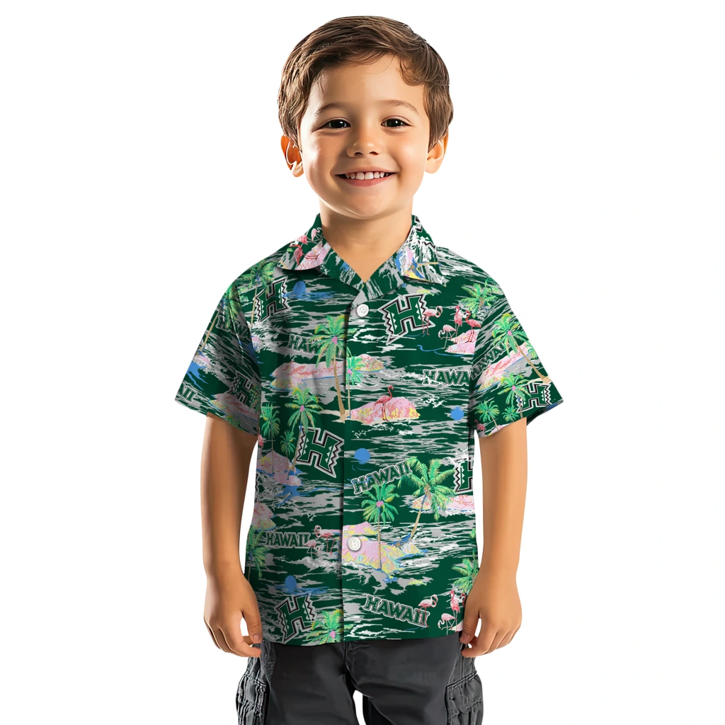 Hawaii Rainbow Warriors Hawaiian Shirt - Hawaii Island hawaii rainbow warriors flamingo retreat green hawaiian shirts top rated