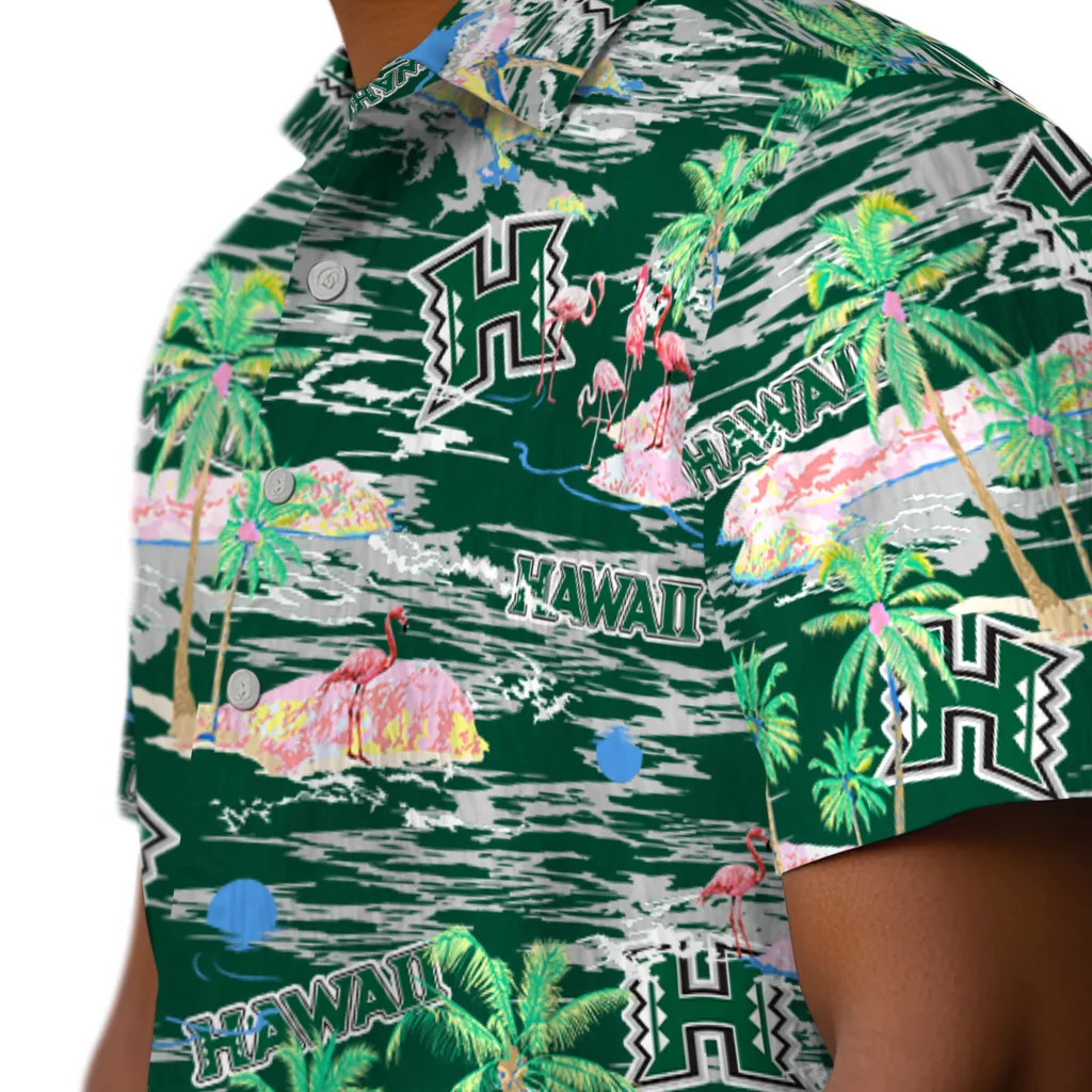 Hawaii Rainbow Warriors Hawaiian Shirt - Hawaii Island hawaii rainbow warriors flamingo retreat green hawaiian shirts trendy